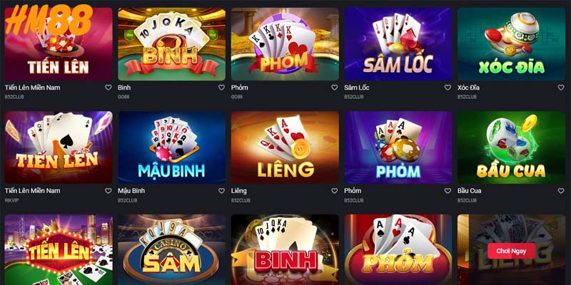 Các sản phẩm game bài nổi bật tại HM88